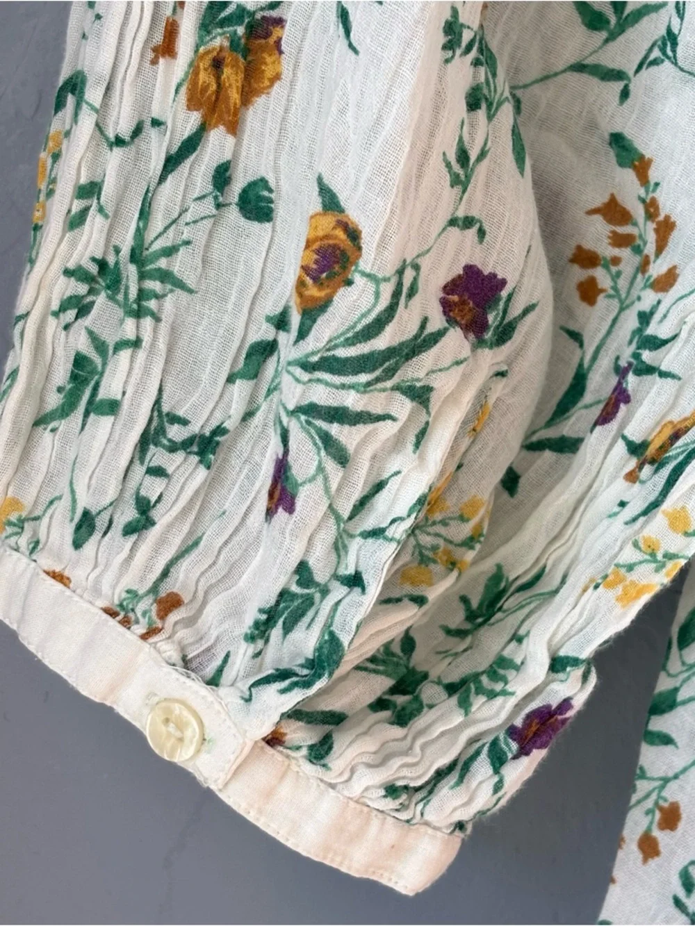 Lucky Brand Floral Button Up Banded Top Womens Medium Relaxed Fit Cotton Boho - Picture 13 of 14